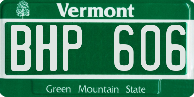 VT license plate BHP606