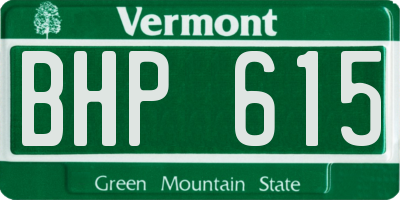 VT license plate BHP615