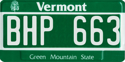 VT license plate BHP663