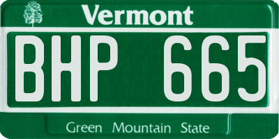 VT license plate BHP665