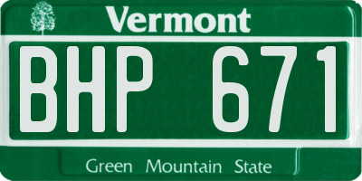 VT license plate BHP671