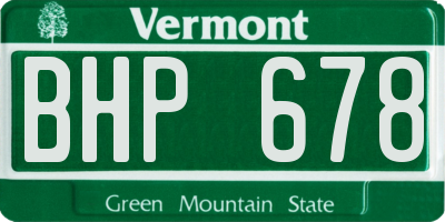 VT license plate BHP678