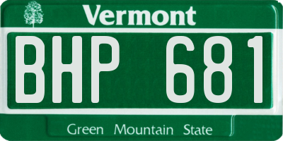 VT license plate BHP681