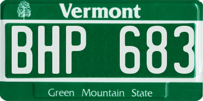 VT license plate BHP683