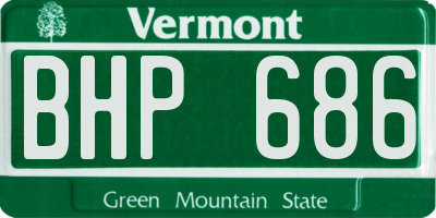 VT license plate BHP686