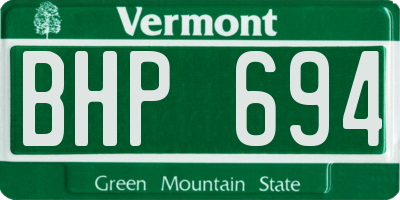 VT license plate BHP694