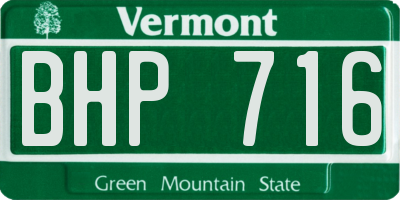 VT license plate BHP716