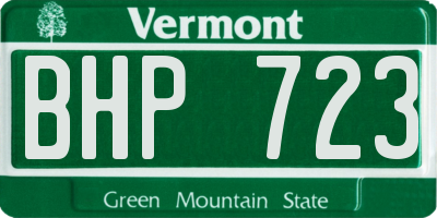 VT license plate BHP723