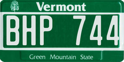 VT license plate BHP744