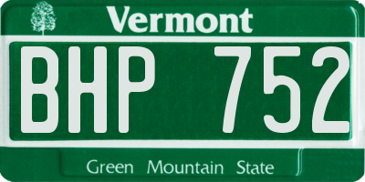 VT license plate BHP752
