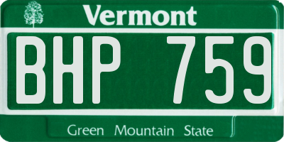VT license plate BHP759