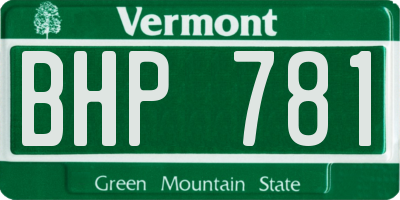 VT license plate BHP781