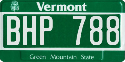 VT license plate BHP788