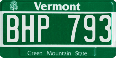 VT license plate BHP793