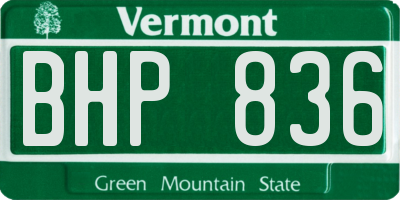 VT license plate BHP836