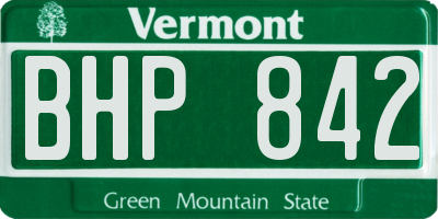 VT license plate BHP842
