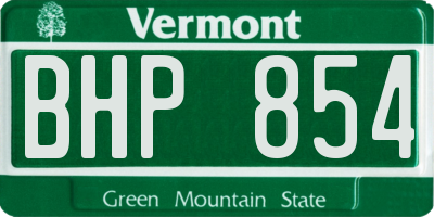 VT license plate BHP854