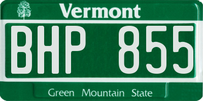 VT license plate BHP855