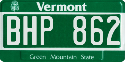 VT license plate BHP862