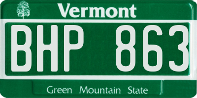 VT license plate BHP863
