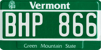 VT license plate BHP866