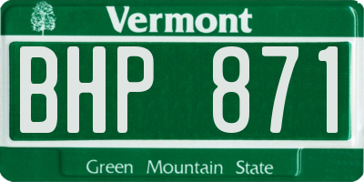 VT license plate BHP871