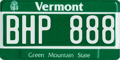 VT license plate BHP888