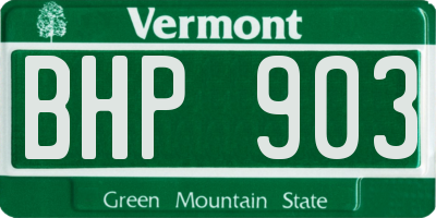 VT license plate BHP903