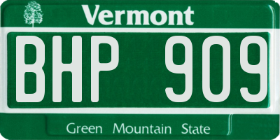VT license plate BHP909