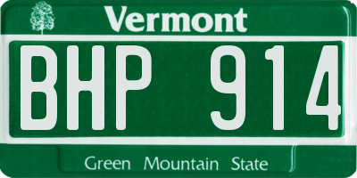 VT license plate BHP914