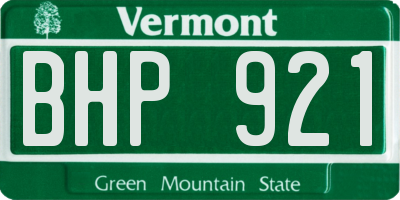 VT license plate BHP921