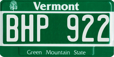 VT license plate BHP922