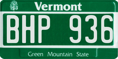 VT license plate BHP936