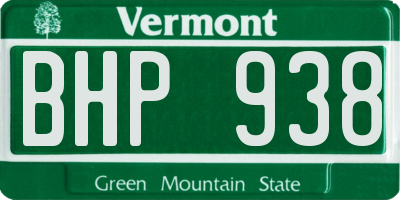 VT license plate BHP938