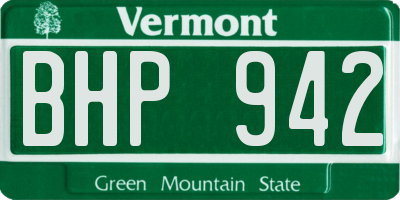 VT license plate BHP942