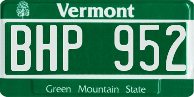VT license plate BHP952