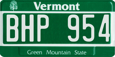 VT license plate BHP954
