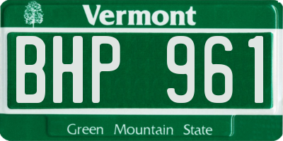 VT license plate BHP961