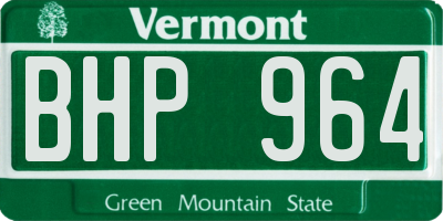 VT license plate BHP964