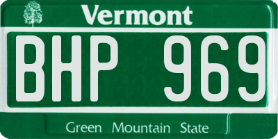 VT license plate BHP969