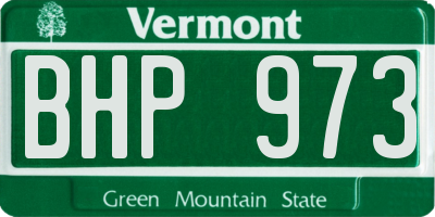 VT license plate BHP973