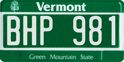 VT license plate BHP981