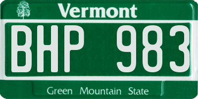 VT license plate BHP983