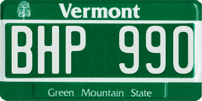 VT license plate BHP990