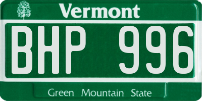 VT license plate BHP996