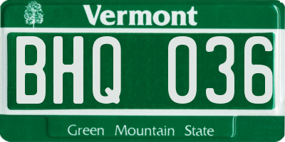 VT license plate BHQ036