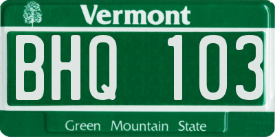VT license plate BHQ103