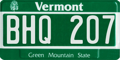 VT license plate BHQ207