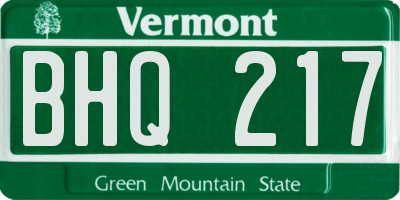 VT license plate BHQ217