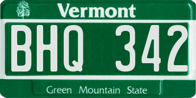 VT license plate BHQ342